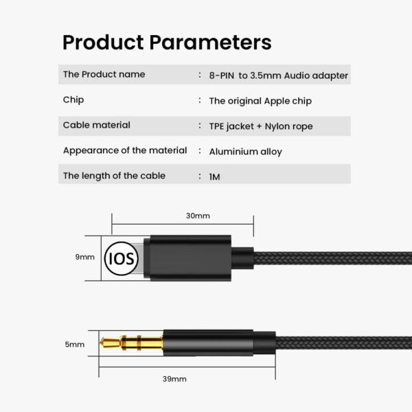 Aerbes AB-S671-i IOS to 3.5 Aux Audio Cable