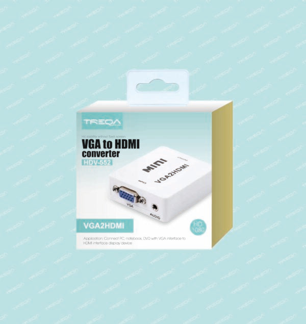 Treqa HDV-552 VGA To HDMI Converter Adapter 1080P Audio Connector