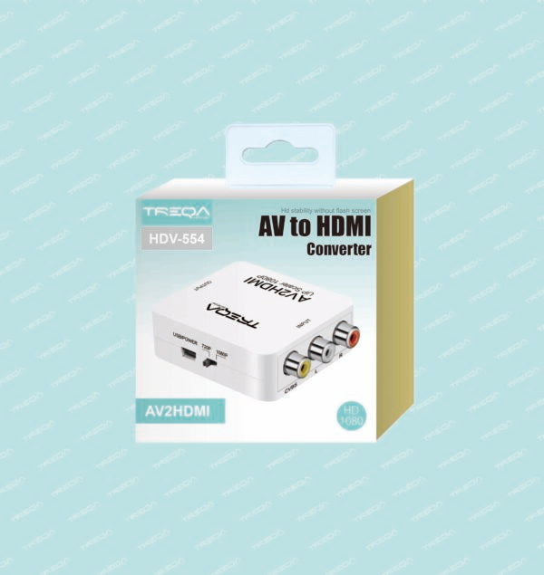 Treqa HDV-554 AV to HDMI Converter Adapter 1080P