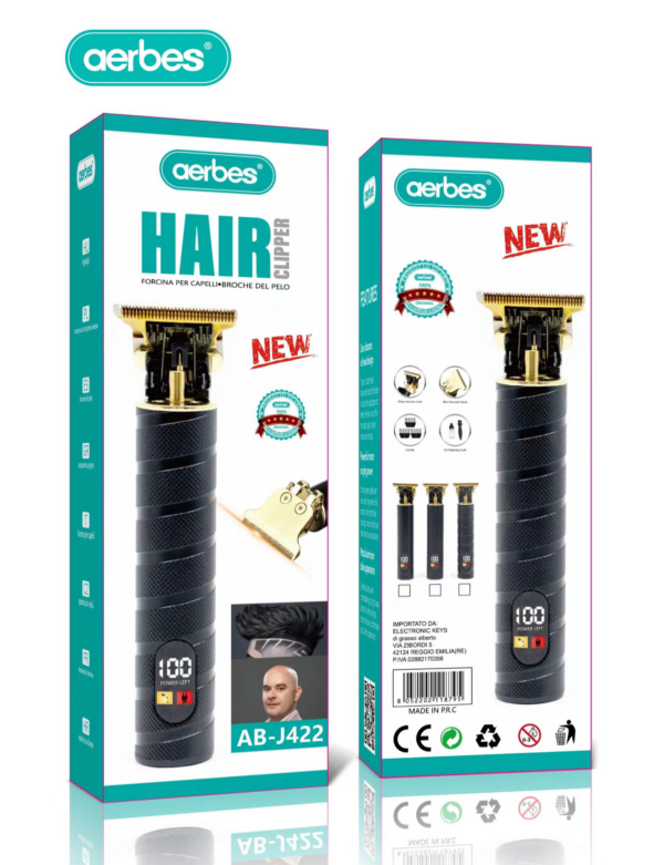 Aerbes AB-J422 Hair Clipper With LCD Display 1200mah Battery