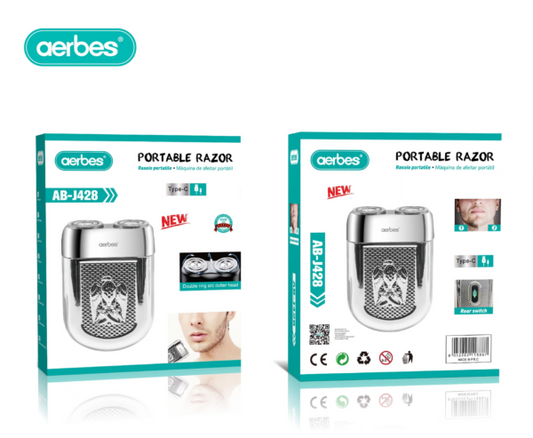 Aerbes AB-J428 USB Rechargeable Portable Rotary Double-head Hair Shaver