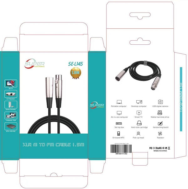 SE-L145 Audio Cable 3Pin XLR Male To Female 1.5M