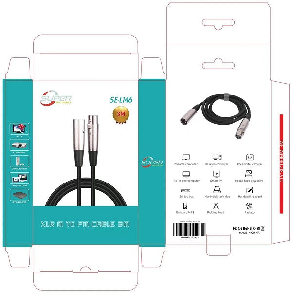SE-L146 Audio Cable 3Pin XLR Male To Female 3M