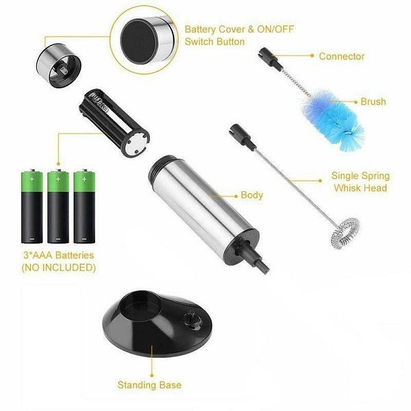 Aorlis AO-78200 Stainless Steel Battery Operated Milk Frother