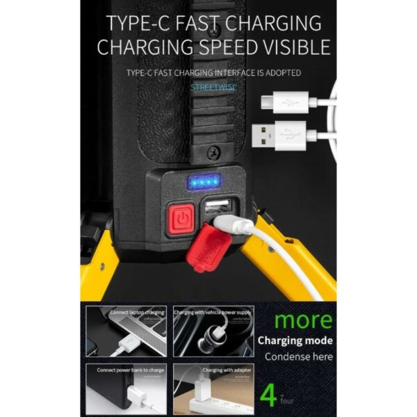 Rechargeable Multi-Function  Flashlight Portable LED  Searchlight COB Handhold Lamp  Support Mobile Phone Charging