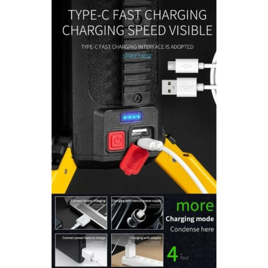 Rechargeable Multi-Function  Flashlight Portable LED  Searchlight COB Handhold Lamp  Support Mobile Phone Charging