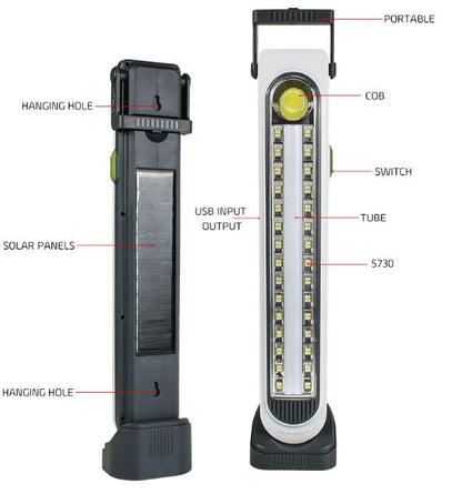 Aerbes AB-TA233 Solar Powered Portable Five Modes Emergency Light With Base