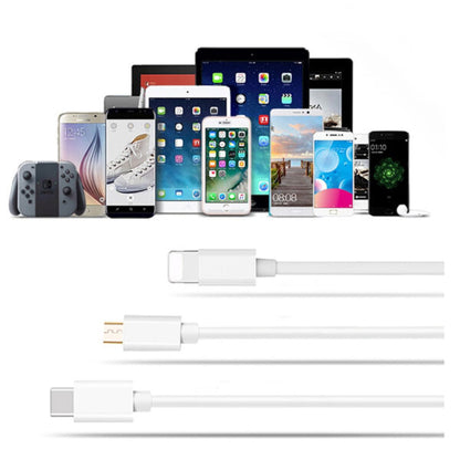 Treqa CA-820 Data & Charging Cable 3 in 1 Lightning Pin, V8 And Type C 2A