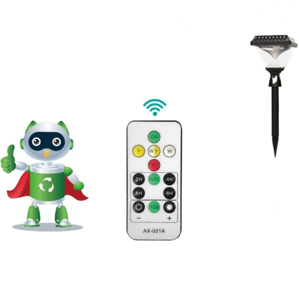 Aerbes AB-TY140 Solar Powered Garden Light RGB + White & Warm White With Remote Control