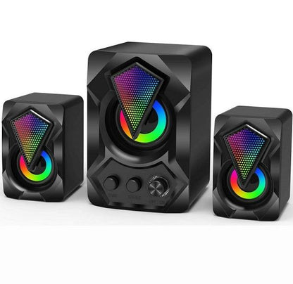 Aerbes AB-D391 3.5mm Audio LED Computer Speakers 3pcs