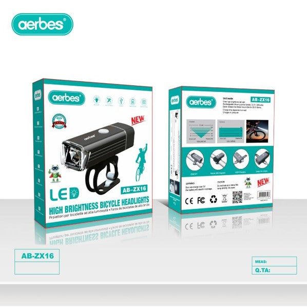 Aerbes AB-ZX16 USB Rechargeable LED Bicycle Light