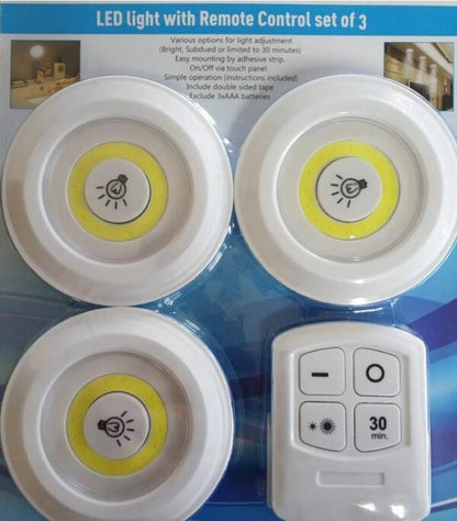 FA-1+3 Battery Operated 3 Set Cob Light with Remote Control