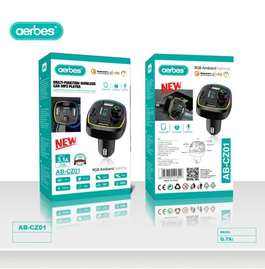 Aerbes AB-CZ01 Multifunctional Wireless RGB Car MP3 Player FM Transmitter