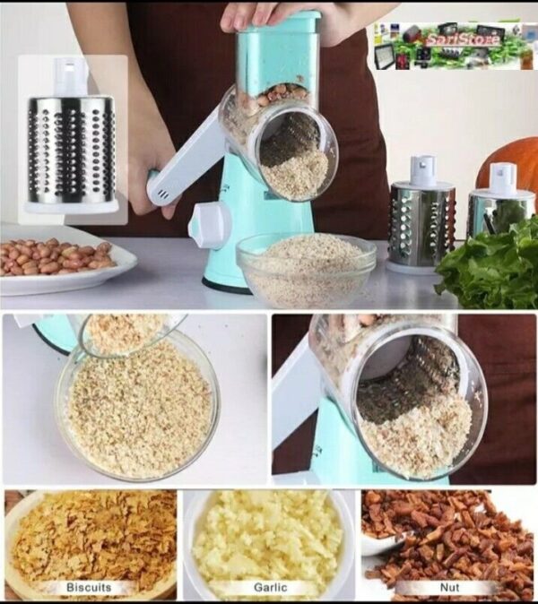 Aorlis AO-78331 Multi-Shredder Tabletop Drum Grater with 3 Interchangeable Drums