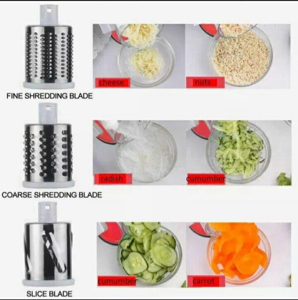 Aorlis AO-78331 Multi-Shredder Tabletop Drum Grater with 3 Interchangeable Drums