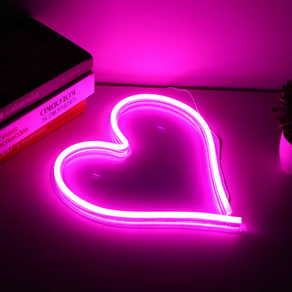 C-3 USB Powered Large Heart Neon Lamp with Back Plate + On Off Switch