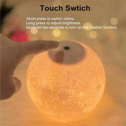 3D Rotating Moon Lamp With Remote Control 18cm