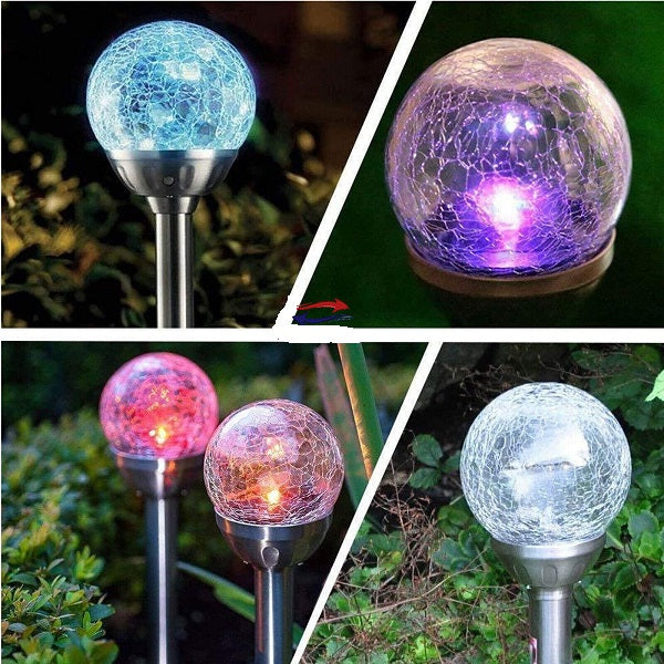 Aerbes AB-TY64 Cracked Glass Ball Solar Powered Spike Light RGB 4pcs