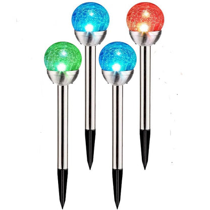 Aerbes AB-TY64 Cracked Glass Ball Solar Powered Spike Light RGB 4pcs