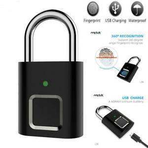 L34 Security Door Lock Smart Keyless Usb Rechargeable Fingerprint Padlock For Locker Travel