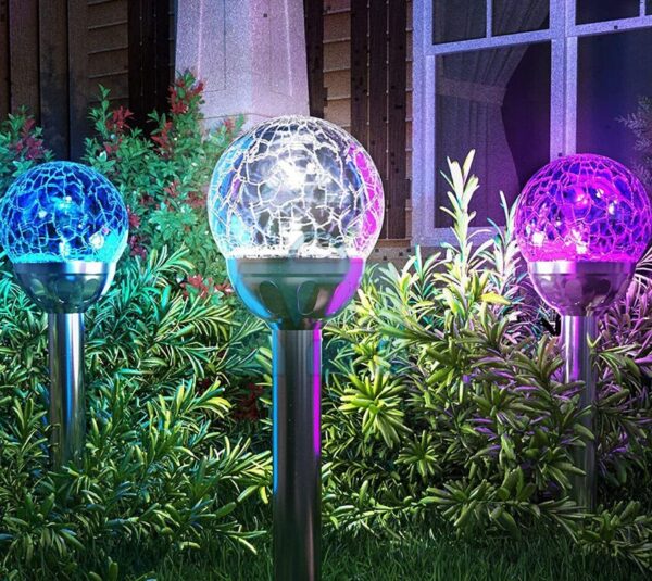 Aerbes AB-TY64 Cracked Glass Ball Solar Powered Spike Light RGB 4pcs