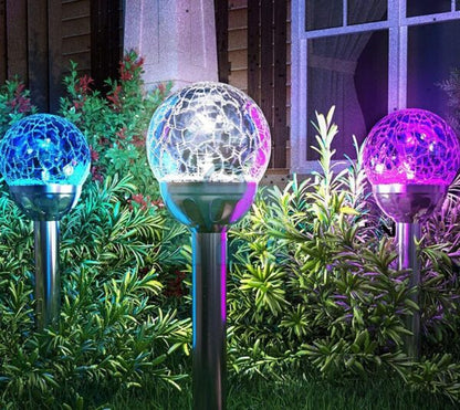 Aerbes AB-TY64 Cracked Glass Ball Solar Powered Spike Light RGB 4pcs