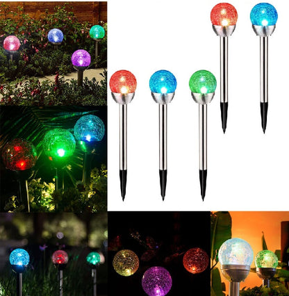 Aerbes AB-TY64 Cracked Glass Ball Solar Powered Spike Light RGB 4pcs