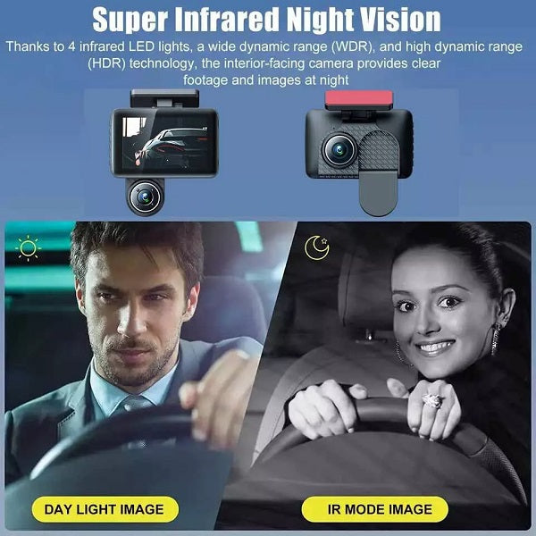 Aerbes AB-QC34 300Mah 3-Camera Lens Car DVR 4″ Full HD 1080P Dash Cam With G-Sensor