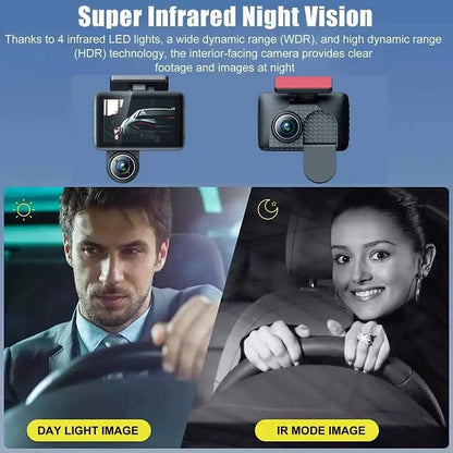 Aerbes AB-QC34 300Mah 3-Camera Lens Car DVR 4″ Full HD 1080P Dash Cam With G-Sensor