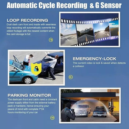 Aerbes AB-QC34 300Mah 3-Camera Lens Car DVR 4″ Full HD 1080P Dash Cam With G-Sensor
