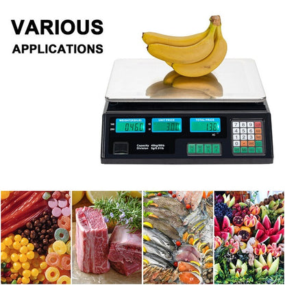 40KG Digital Electronic Scale Stainless Steel LCD Double Sided Display