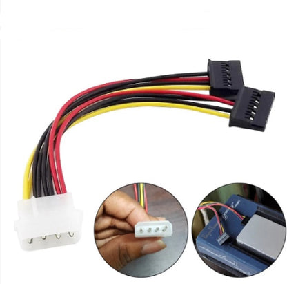 SE-L124 4 Pin Molex Power to 2 SATA Adapter Converter Y Split Cable Pack of 100