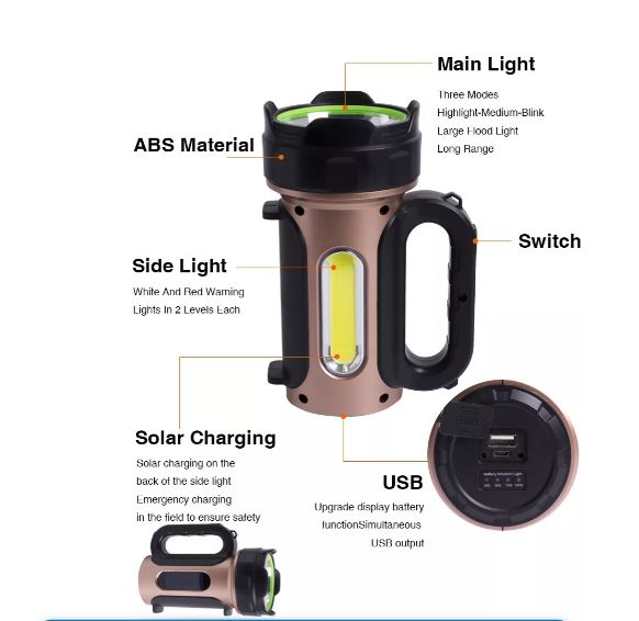 Aerbes AB-TA220 Solar Powered Searchlight With 20000Mah Battery Doubles As A Power Bank