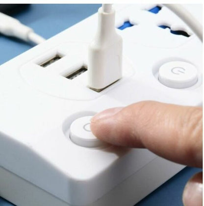Treqa PL-506 Power Socket 4 With Individual Off Switch + 3 USB Port 2M Cable