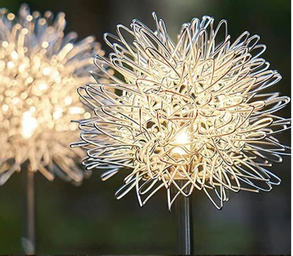 FA-LC77H Solar Powered Aluminum Dandelion Light Warm White 2 PCS
