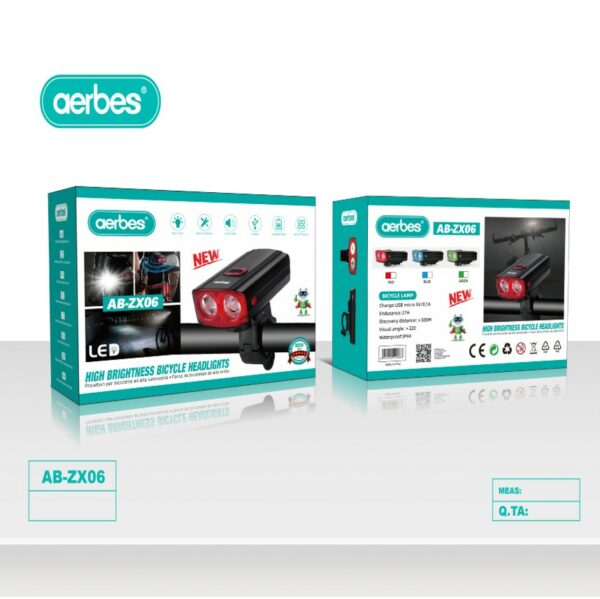 Aerbes AB-ZX06 Dual Light Source Horn Bicycle Headlight