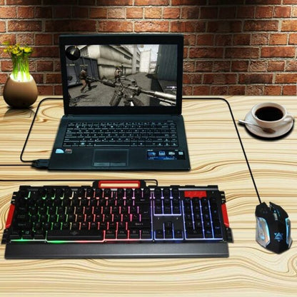 K33 Wired USB Backlight Gaming Keyboard Mouse Set Adjustable 3200DPI