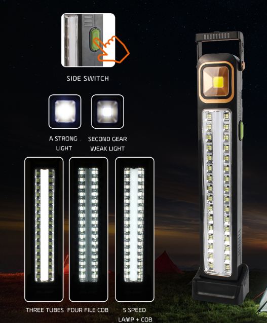 Aerbes AB-TA232 Rechargeable Solar Powered LED + Tube And COB Emergency Light