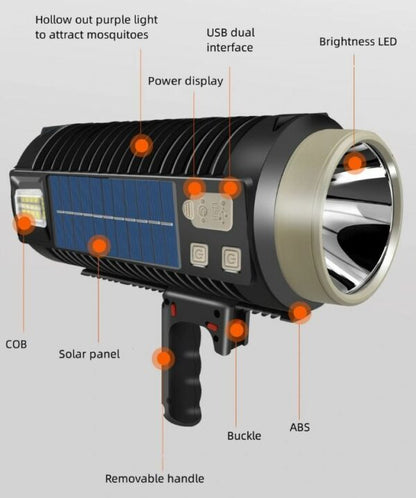 FA-5170 Solar Powered Searchlight With Mosquito Electric Shock Killer
