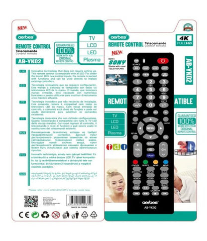 Aerbes AB-YK02 TV Remote Control Compatible With Sony And Most TVs