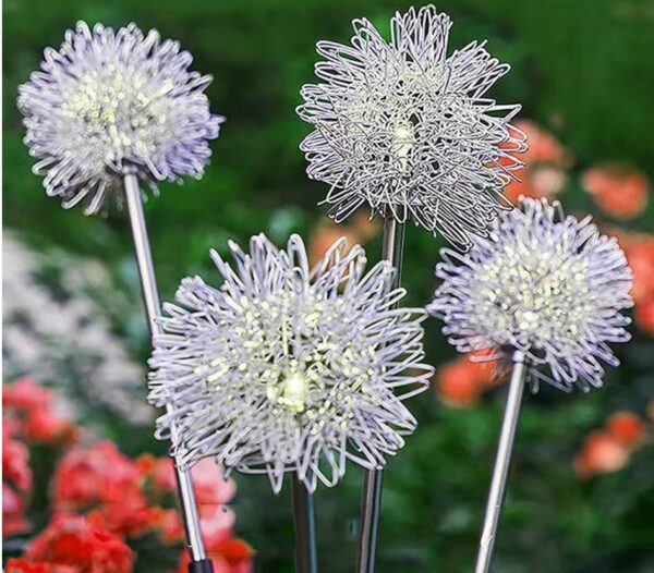 FA-LC77H Solar Powered Aluminum Dandelion Light Warm White 2 PCS