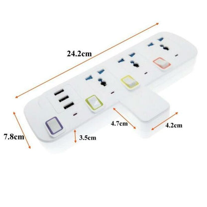 Treqa PL-502 3000W Power Socket with 3 USB Ports