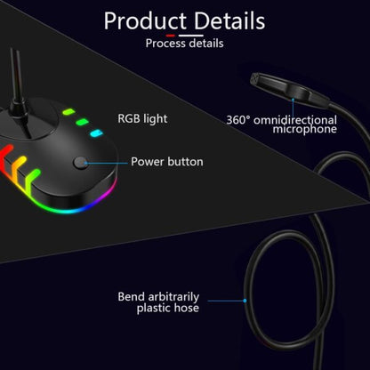 XF0688 USB Gaming RGB Light-Emitting Base Flexible Tube Computer Microphone