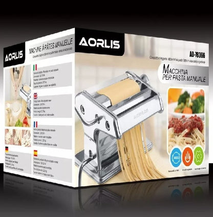 Aorlis AO-78366 Stainless Steel Manual Roller Pasta Maker Machine