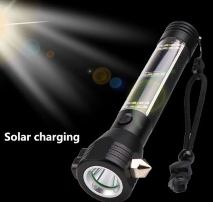 FA-T09 Solar Powered Dual USB Charging Glare Aluminum Alloy Flashlight