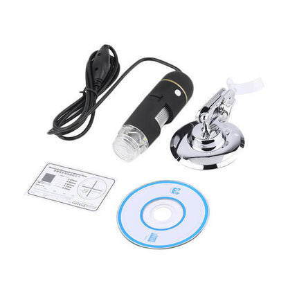 500X 8 LED USB Digital Microscope Endoscope Zoom Camera Magnifier + Stand