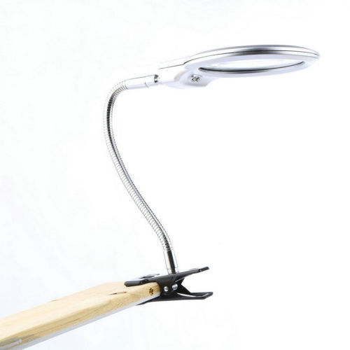 LED illuminated Clip-on Desk Metal Hose Magnifier