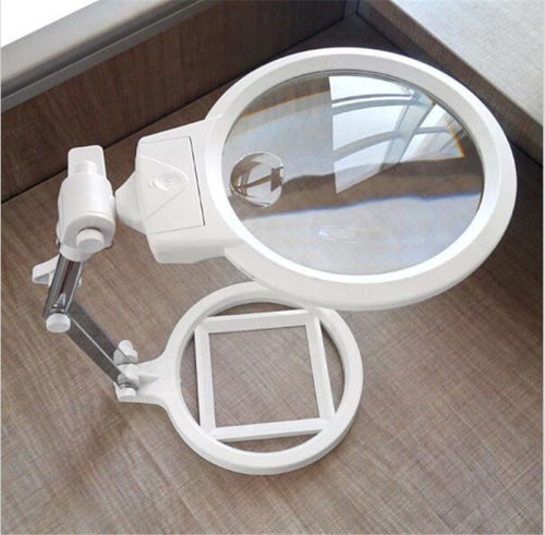 130mm Foldable Magnifier LED Adjustable Desktop Magnifying Glass w/scale