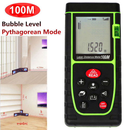 Handheld 100M / 328ft Digital LCD Laser Distance Meter Range Finder Measure Tool