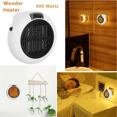 900W Mini Portable Fan Heating Heater Plug-in Electri Wall-outlet Furnace Warmer